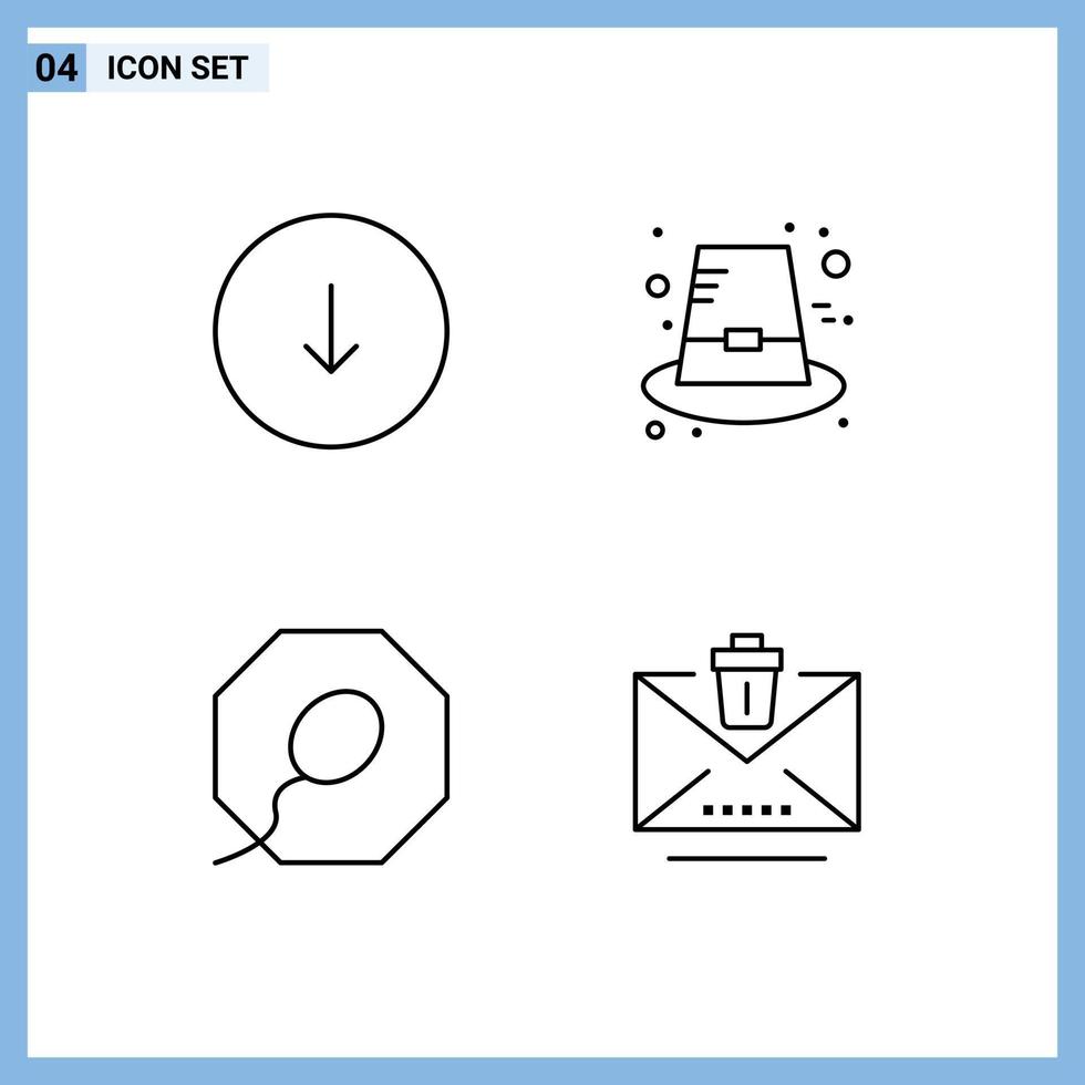 4 iconos creativos signos y símbolos modernos de descargas de esperma de flecha elementos de diseño vectorial editables de correo electrónico de vacaciones vector