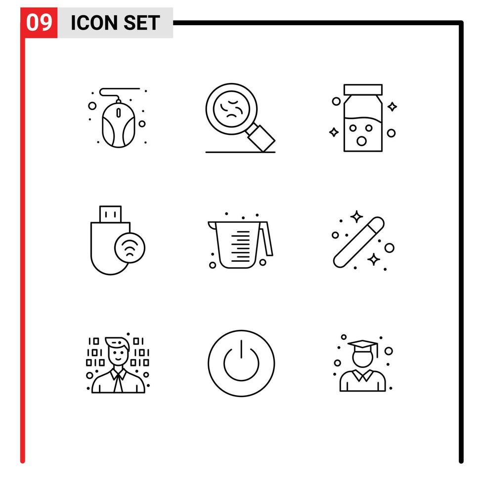 9 Creative Icons Modern Signs and Symbols of jug baking healthcare stick hardware Editable Vector Design Elements
