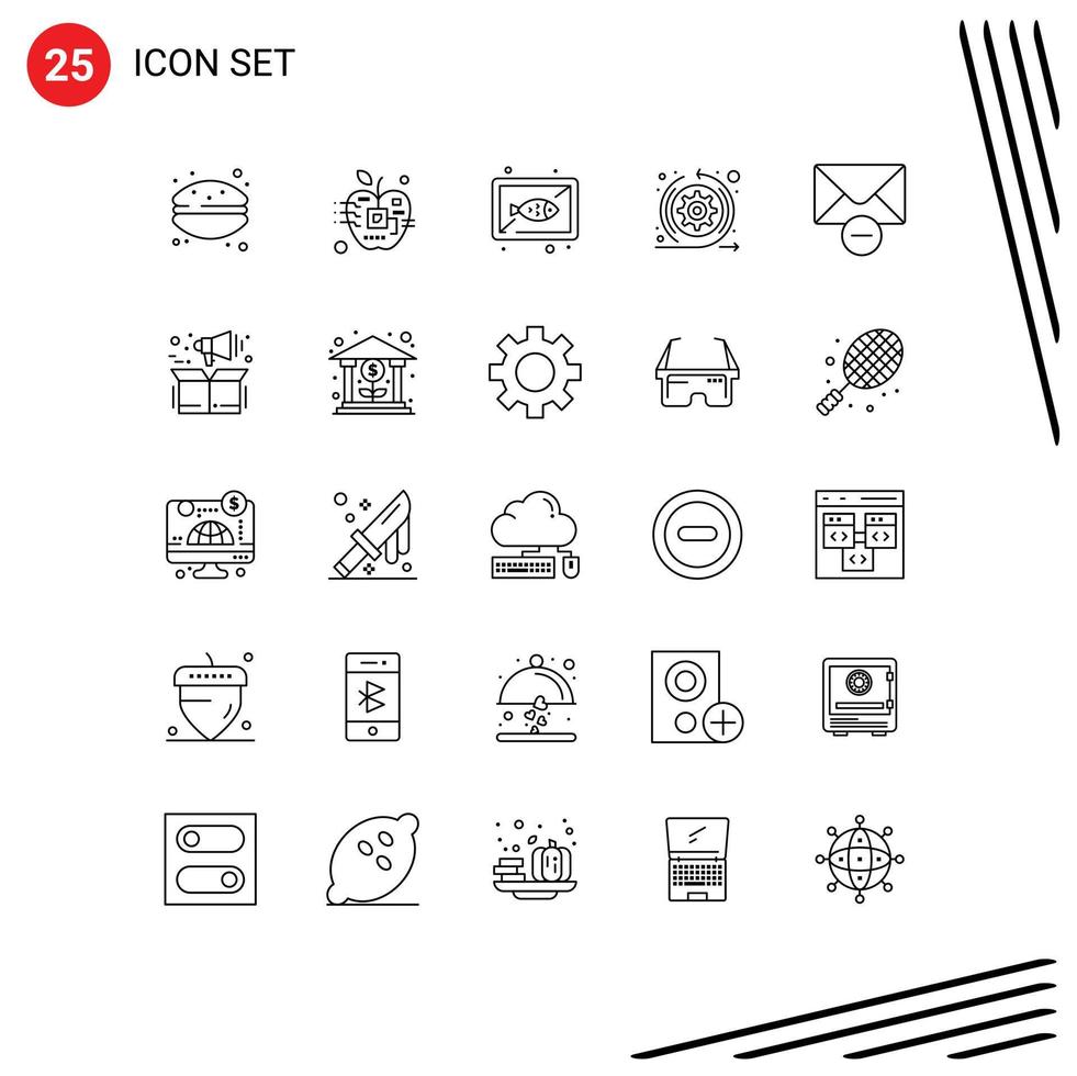 25 Line concept for Websites Mobile and Apps sprint arrows electronic agile dish Editable Vector Design Elements