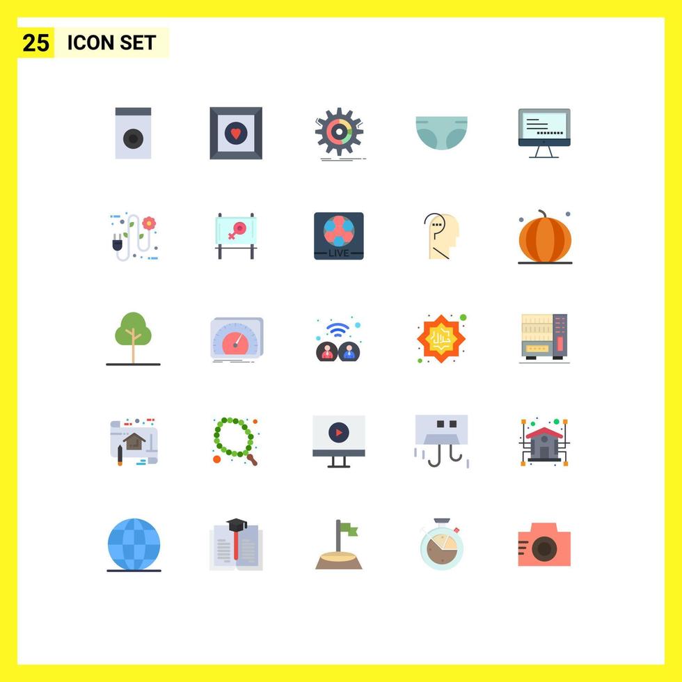 Pictogram Set of 25 Simple Flat Colors of text computer management diaper child Editable Vector Design Elements