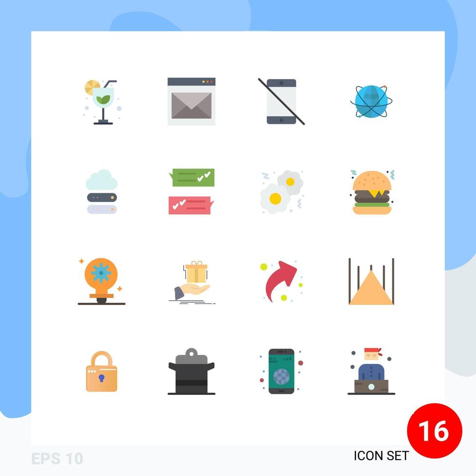 Set of 16 Modern UI Icons Symbols Signs for internet data allowed business phone Editable Pack of Creative Vector Design Elements