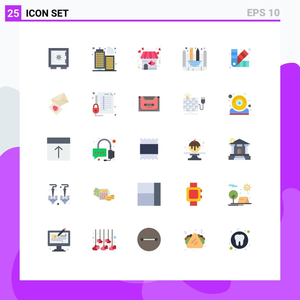 25 Thematic Vector Flat Colors and Editable Symbols of chip development shop designing creating blueprint Editable Vector Design Elements