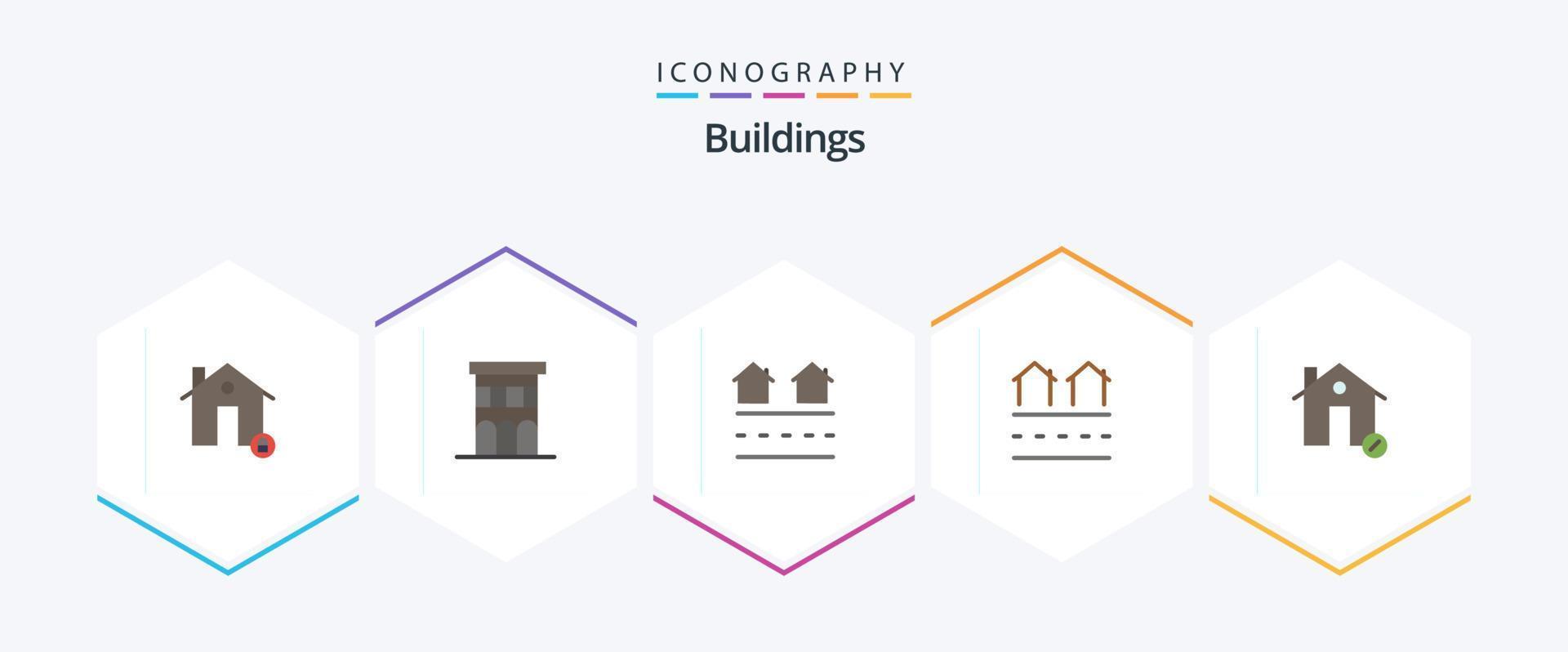 Buildings 25 Flat icon pack including estate. buildings. property. residences. housing vector