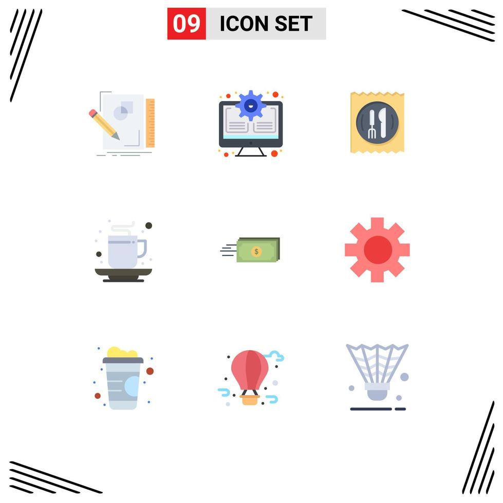Set of 9 Modern UI Icons Symbols Signs for tea cup update beverage table Editable Vector Design Elements