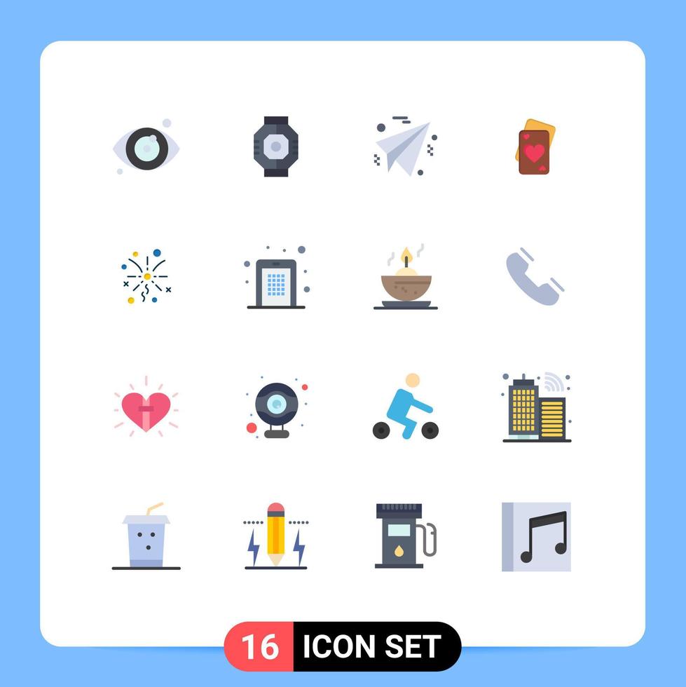 conjunto de 16 iconos de interfaz de usuario modernos símbolos signos para celebración fuegos artificiales negocio boda amor paquete editable de elementos creativos de diseño de vectores