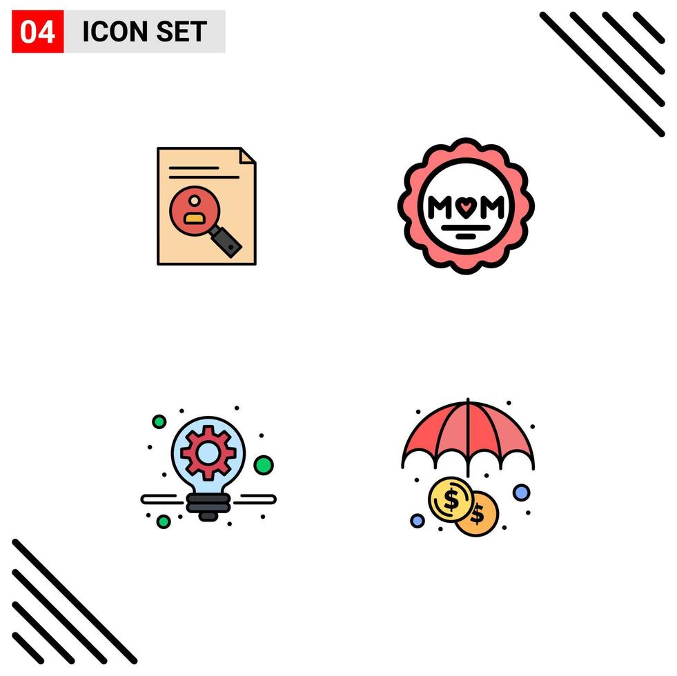 Pictogram Set of 4 Simple Filledline Flat Colors of application mom cv medal marketing Editable Vector Design Elements