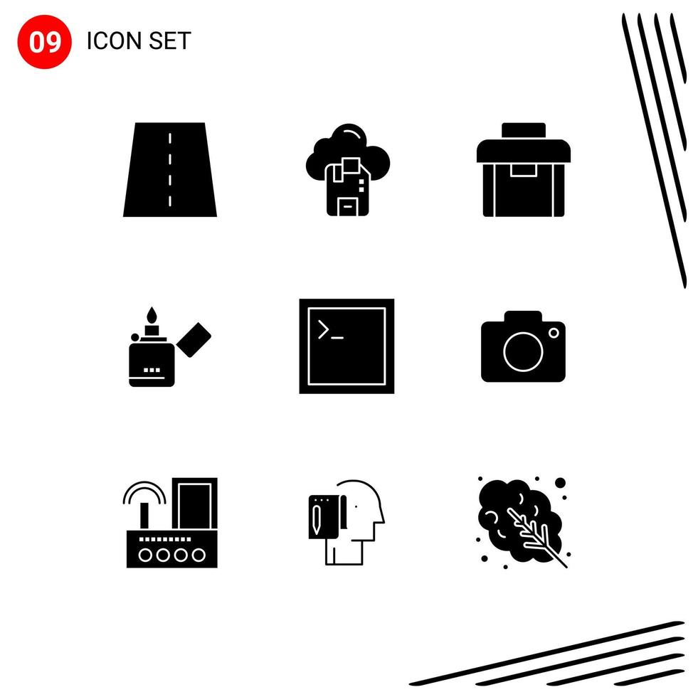 9 iconos creativos signos y símbolos modernos de código fumar servidor maleta más ligera elementos de diseño vectorial editables vector