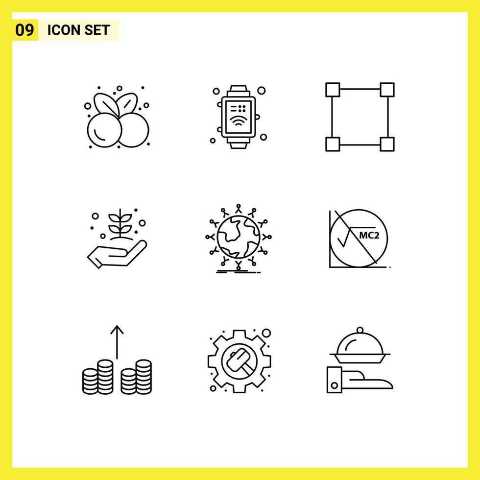 9 Thematic Vector Outlines and Editable Symbols of student nature path give farming Editable Vector Design Elements