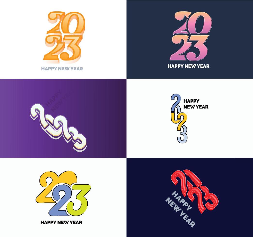 Big Collection of 2023 Happy New Year symbols Cover of business diary for 2023 with wishes vector