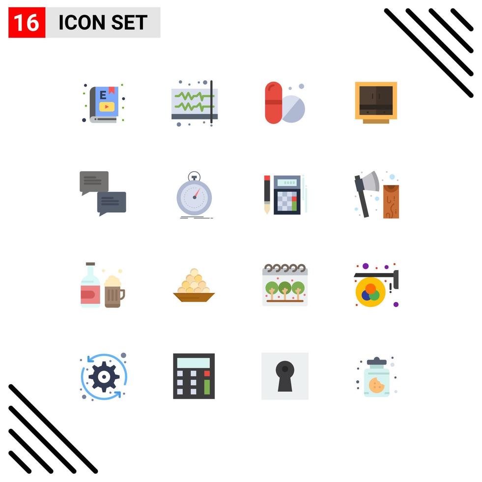 Set of 16 Modern UI Icons Symbols Signs for furniture drawer volume business tablet Editable Pack of Creative Vector Design Elements