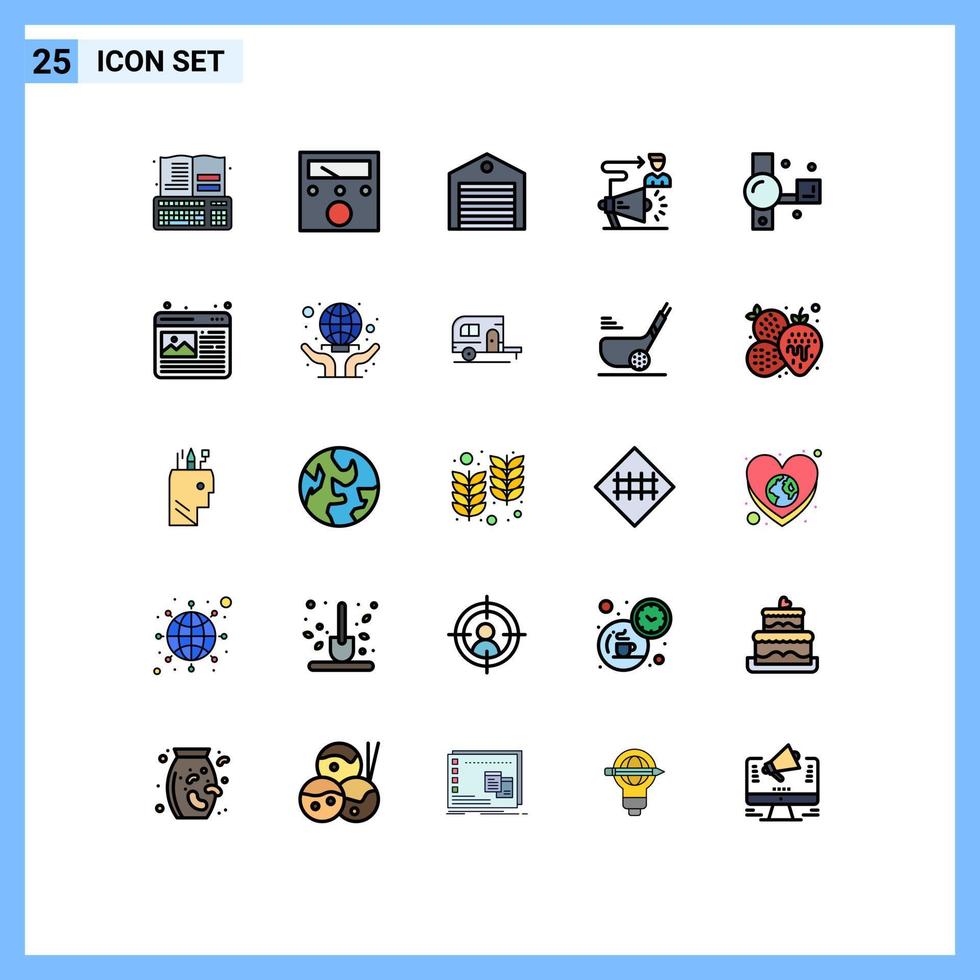 Set of 25 Modern UI Icons Symbols Signs for camcorder announcement logistic user campaign Editable Vector Design Elements
