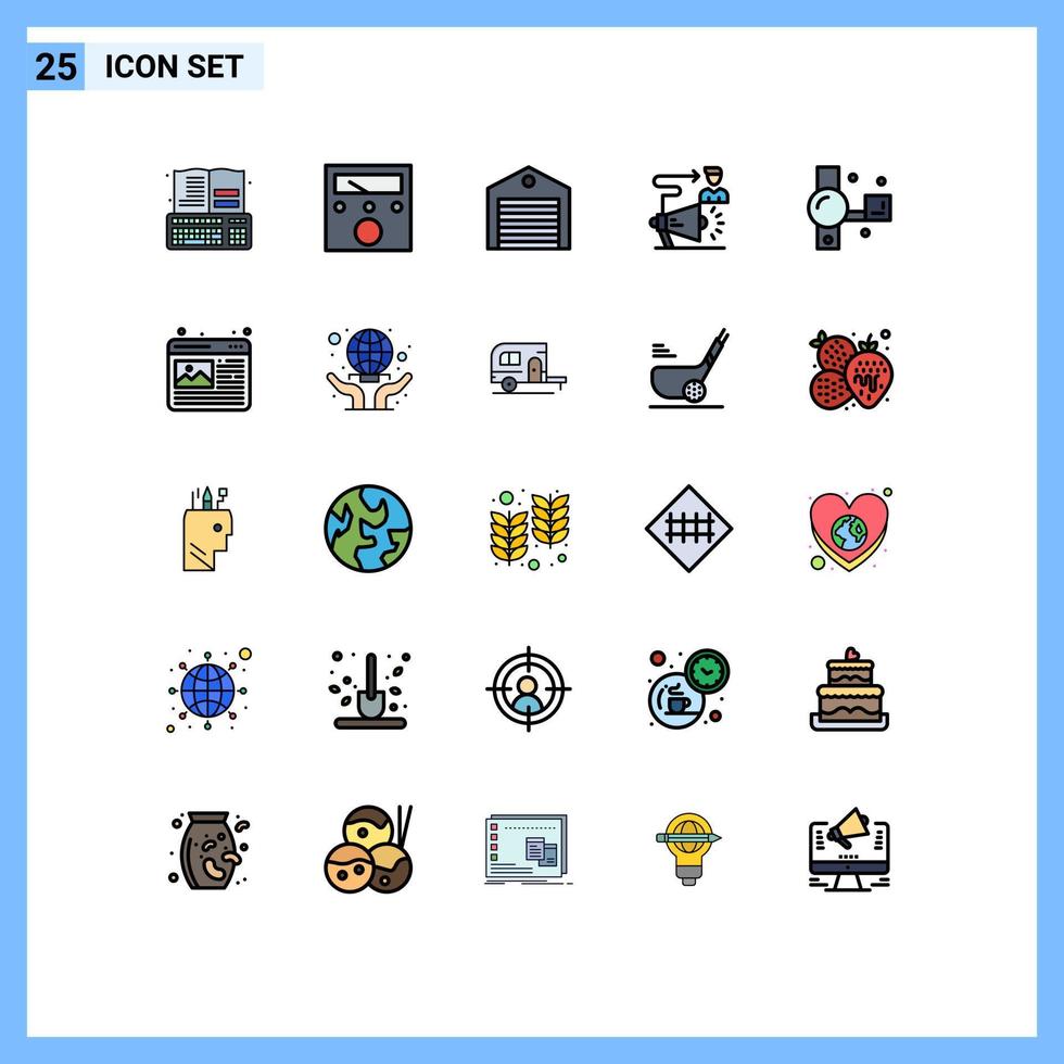 conjunto de 25 iconos de interfaz de usuario modernos signos de símbolos para anuncios de videocámara campaña de usuario logística elementos de diseño de vectores editables