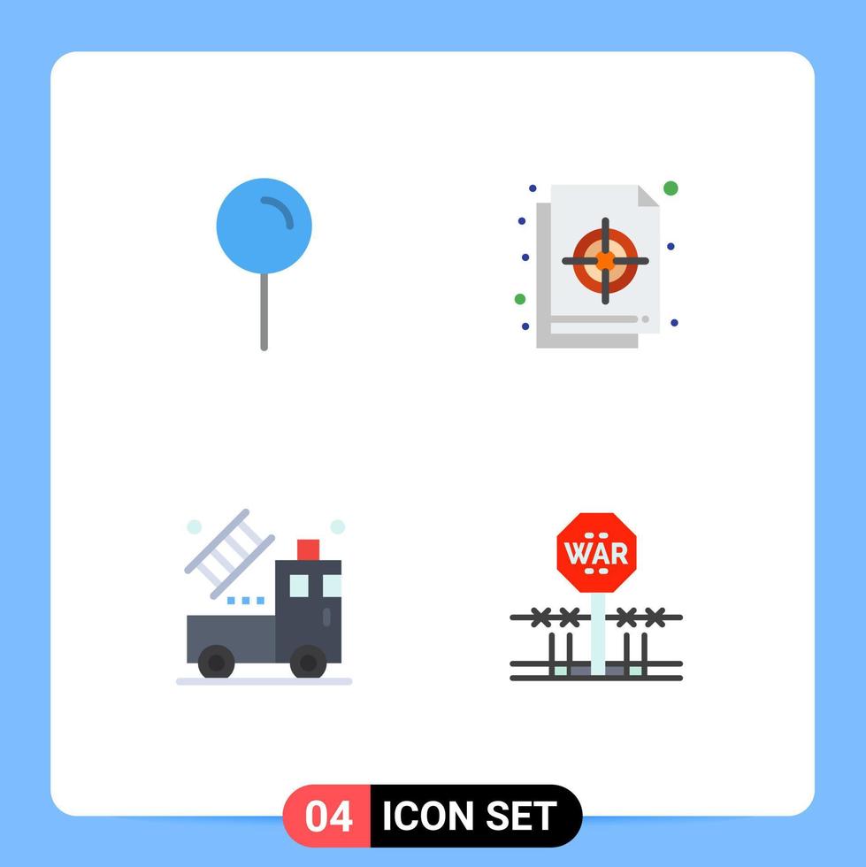 Group of 4 Modern Flat Icons Set for location car pin palette drawing Editable Vector Design Elements