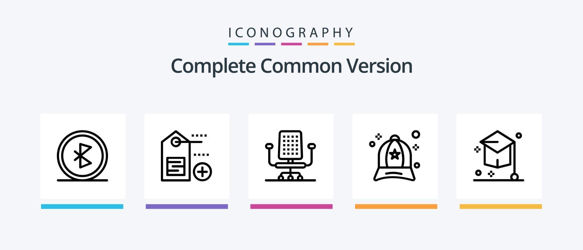 Complete Common Version Line 5 Icon Pack Including gps. compass. web. work. chair. Creative Icons Design vector