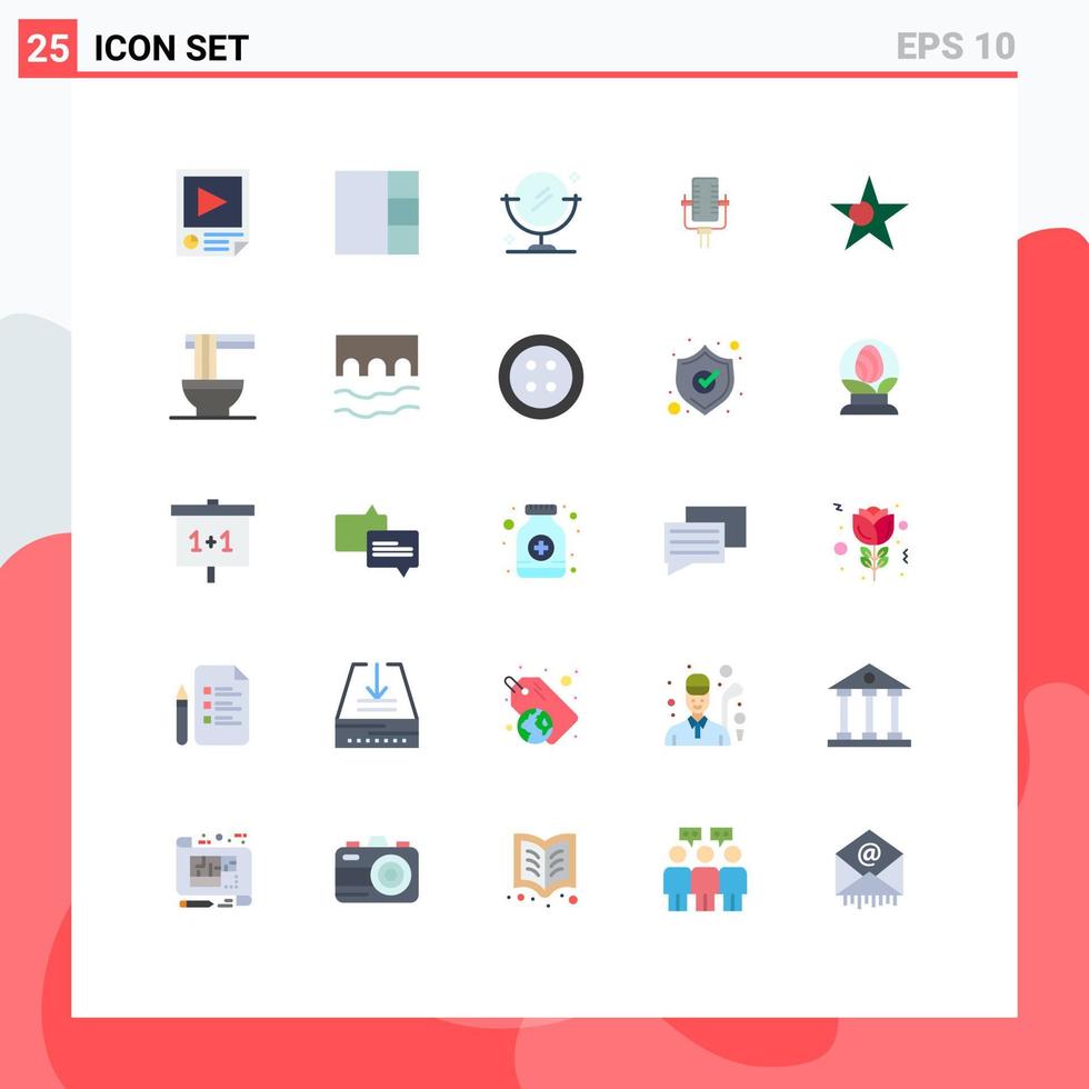 paquete de 25 signos y símbolos modernos de colores planos para medios de impresión web, como la limpieza de banderas chinas, elementos de diseño de vectores editables de registro de bangladesh