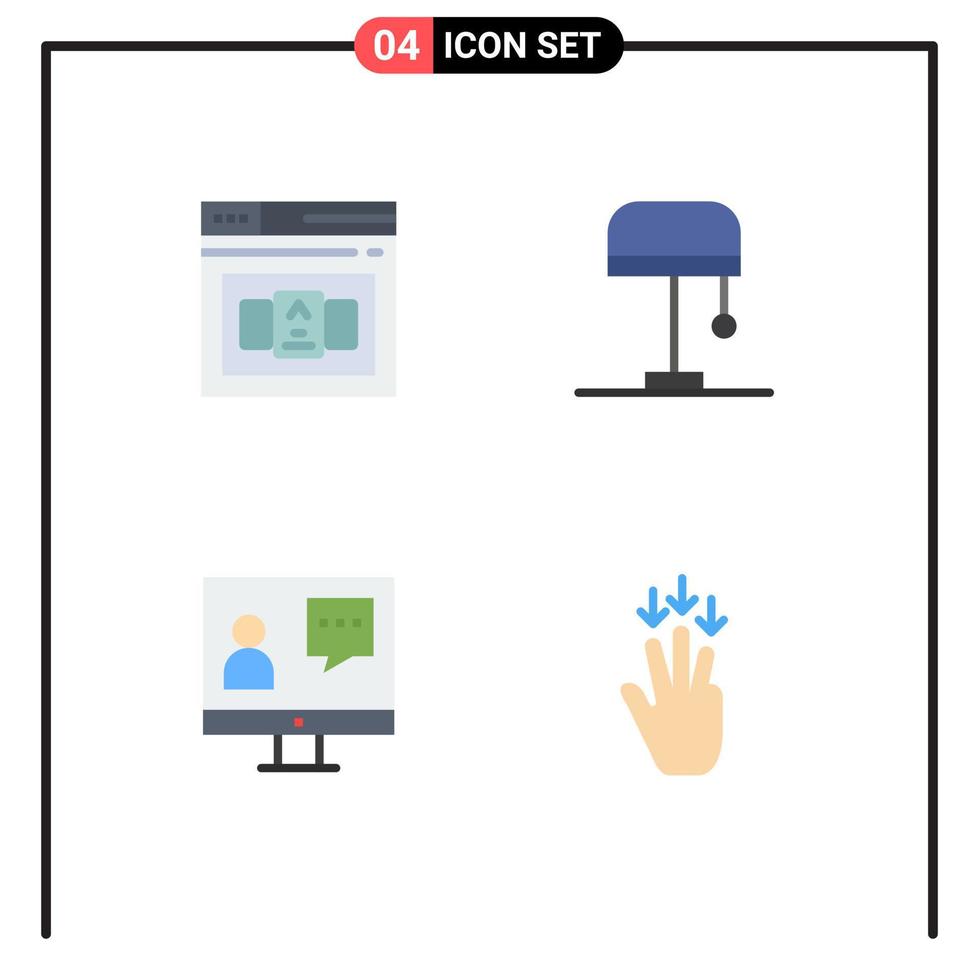 Pictogram Set of 4 Simple Flat Icons of business customer html light service Editable Vector Design Elements