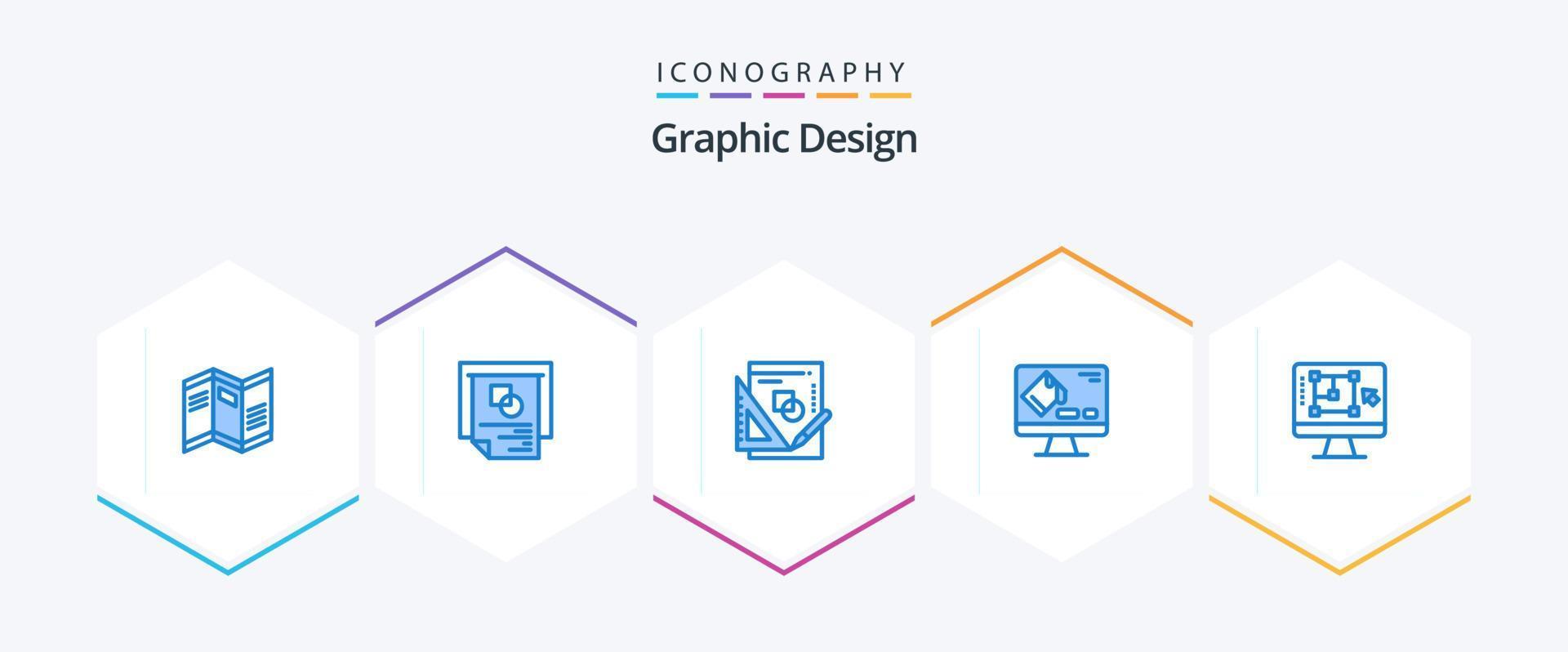 Graphic Design 25 Blue icon pack including decrease. screen. book. format. color vector