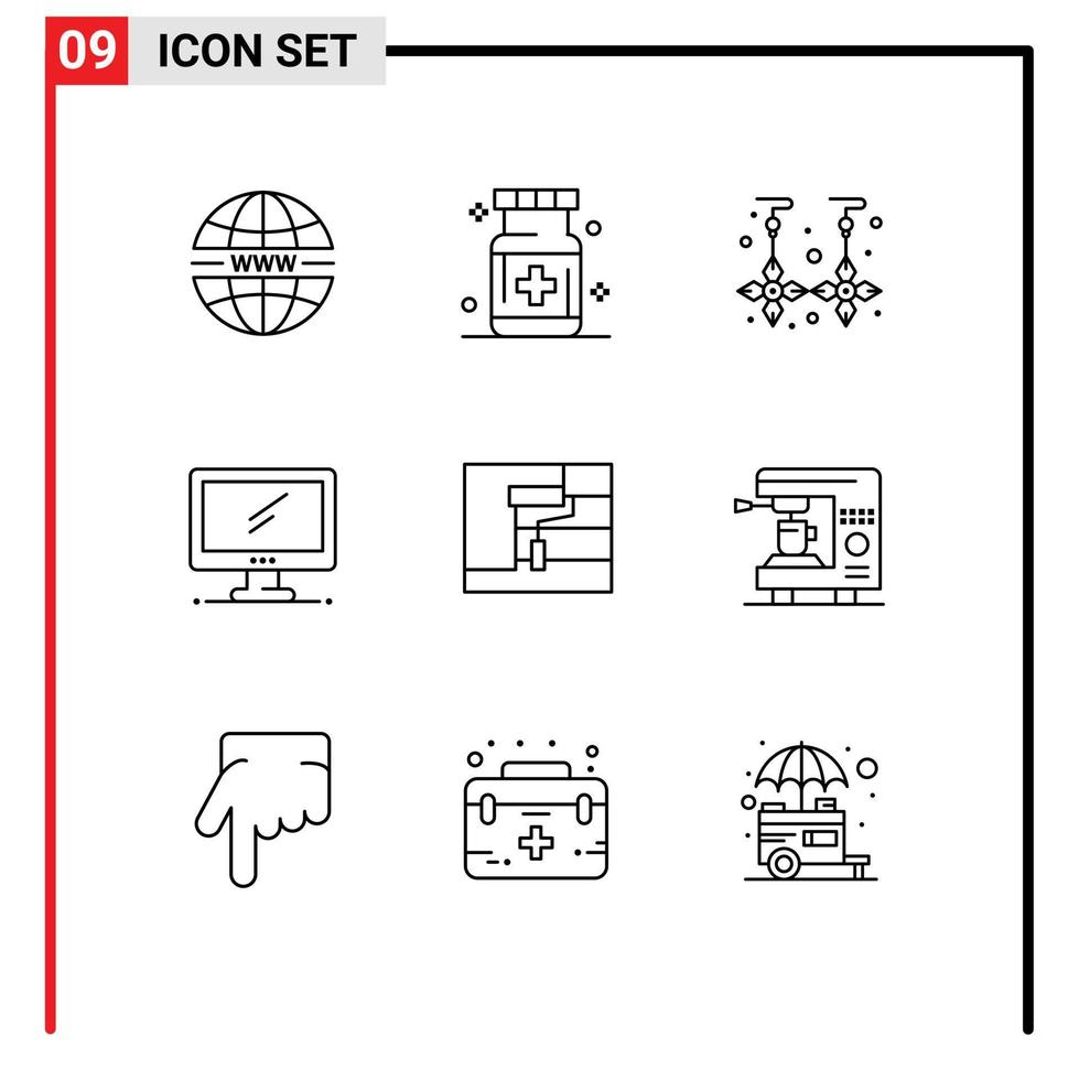 9 Creative Icons Modern Signs and Symbols of pc device medicine monitor gold Editable Vector Design Elements