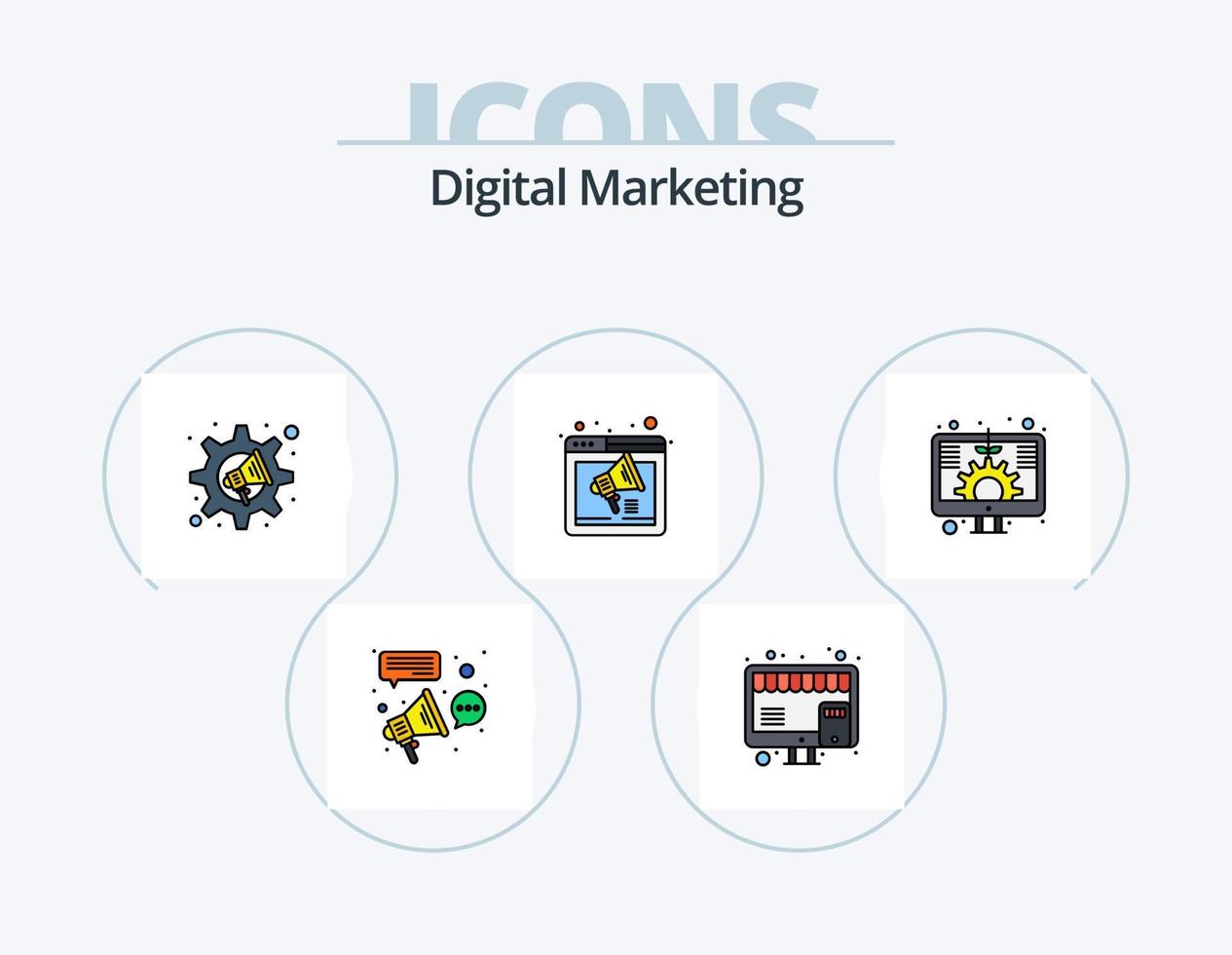 Digital Marketing Line Filled Icon Pack 5 Icon Design. content. blog. filter. screen. growth vector
