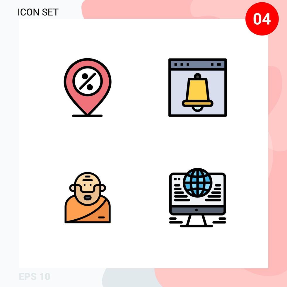 4 Creative Icons Modern Signs and Symbols of ecommerce page percentage alert greek Editable Vector Design Elements