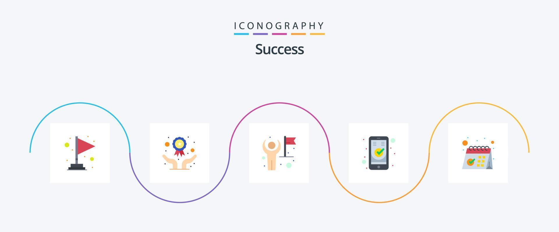paquete de iconos de éxito plano 5 que incluye móvil. electrónica. negocio. dispositivo. bandera ganadora vector