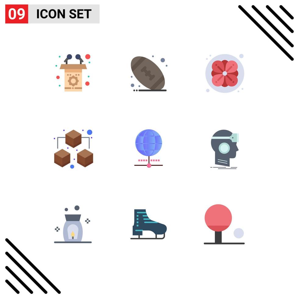 Pictogram Set of 9 Simple Flat Colors of vr browser sauna internet sharing Editable Vector Design Elements