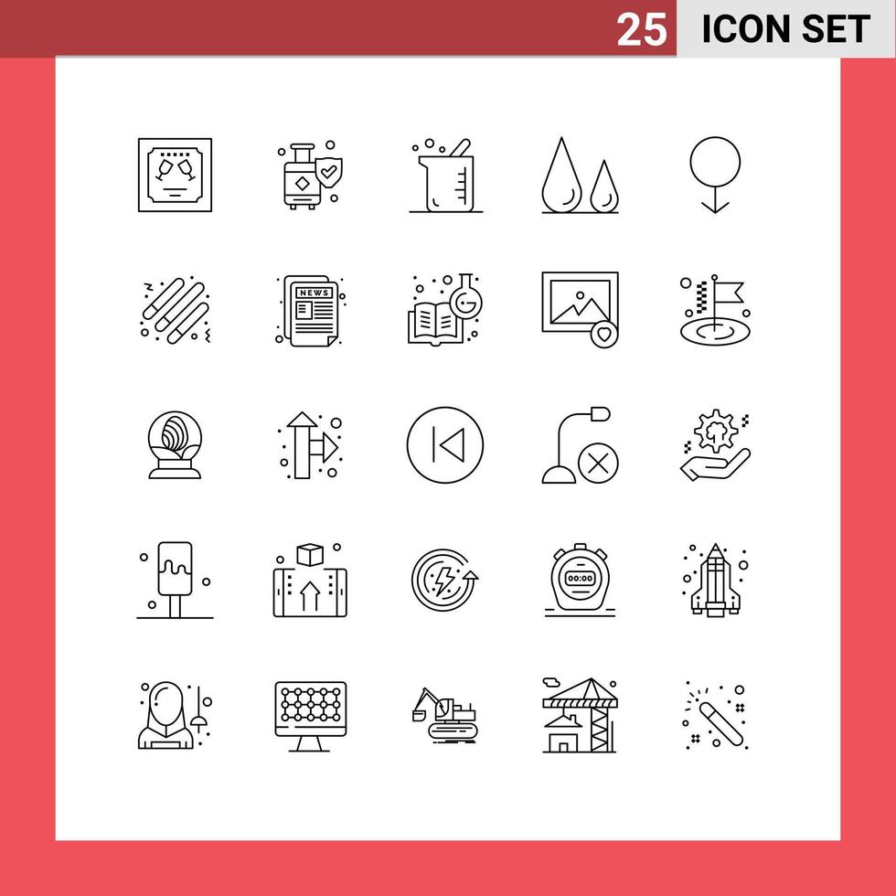 Modern Set of 25 Lines and symbols such as male science bigger lab biology Editable Vector Design Elements