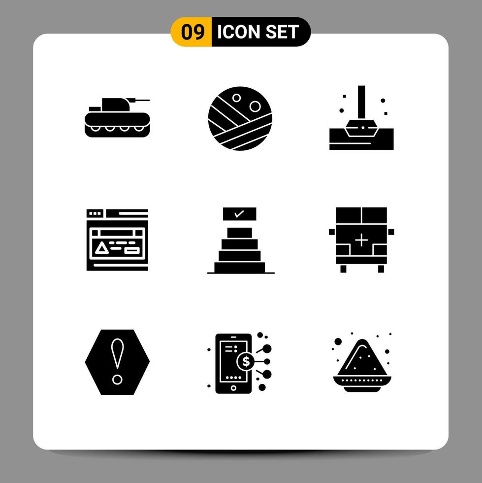 9 Solid Glyph concept for Websites Mobile and Apps ambulance check mark mop success web Editable Vector Design Elements