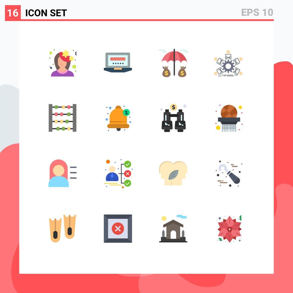 Universal Icon Symbols Group of 16 Modern Flat Colors of abacus business education leadership team Editable Pack of Creative Vector Design Elements