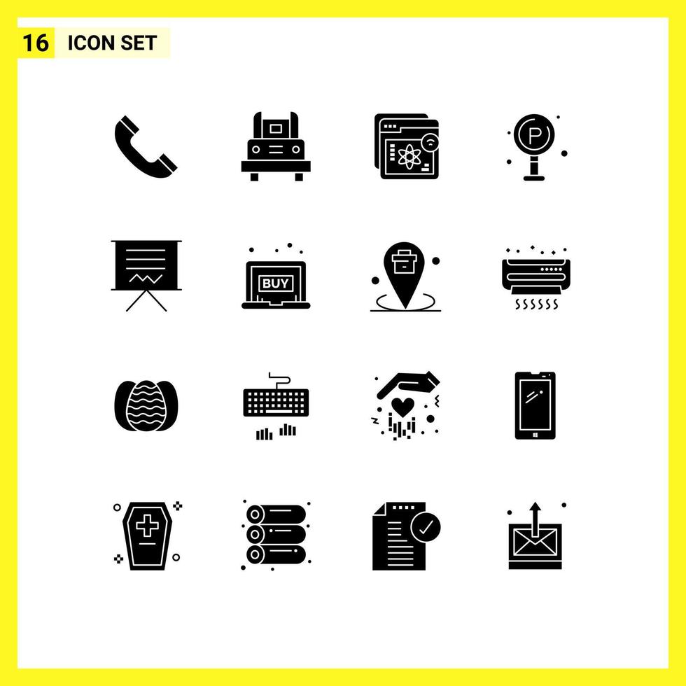 Set of 16 Modern UI Icons Symbols Signs for board life website city education Editable Vector Design Elements