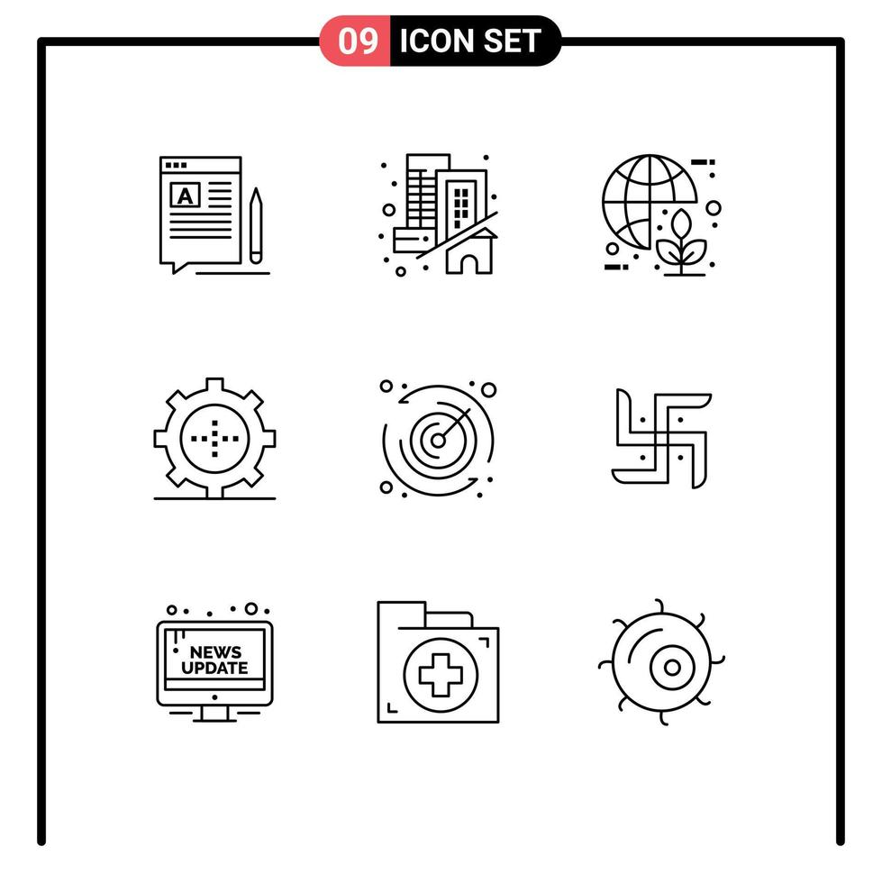 9 Thematic Vector Outlines and Editable Symbols of technology gadget real devices world Editable Vector Design Elements
