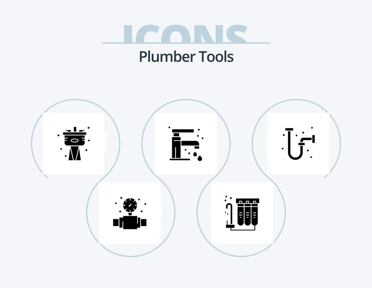 Plumber Glyph Icon Pack 5 Icon Design. drain. tap. mechanical. sink. bathroom vector