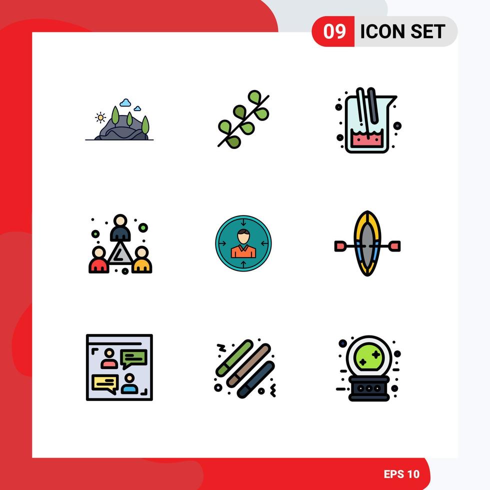 User Interface Pack of 9 Basic Filledline Flat Colors of team headcount spring colleague study Editable Vector Design Elements