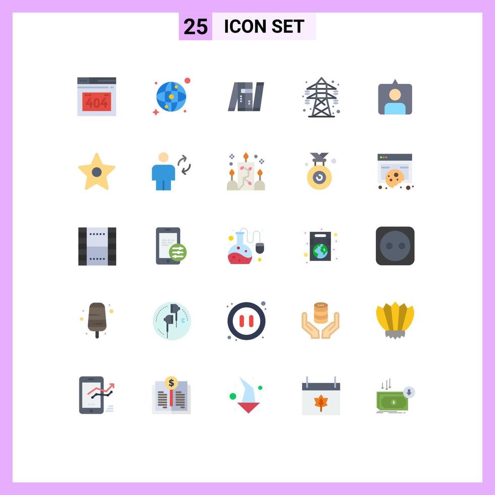 conjunto de 25 iconos modernos de ui símbolos signos para conjuntos contac bot torre de transmisión energía elementos de diseño vectorial editables vector