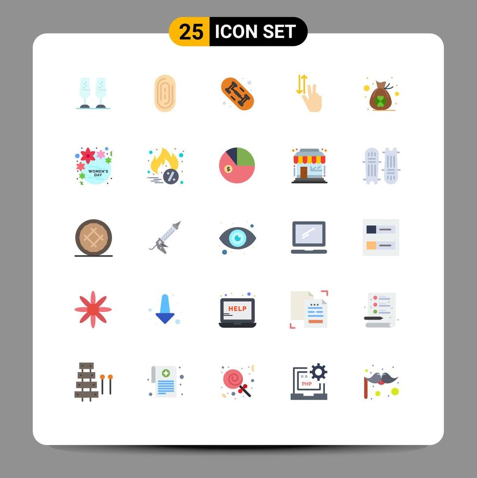 Stock Vector Icon Pack of 25 Line Signs and Symbols for clover bag board down two Editable Vector Design Elements