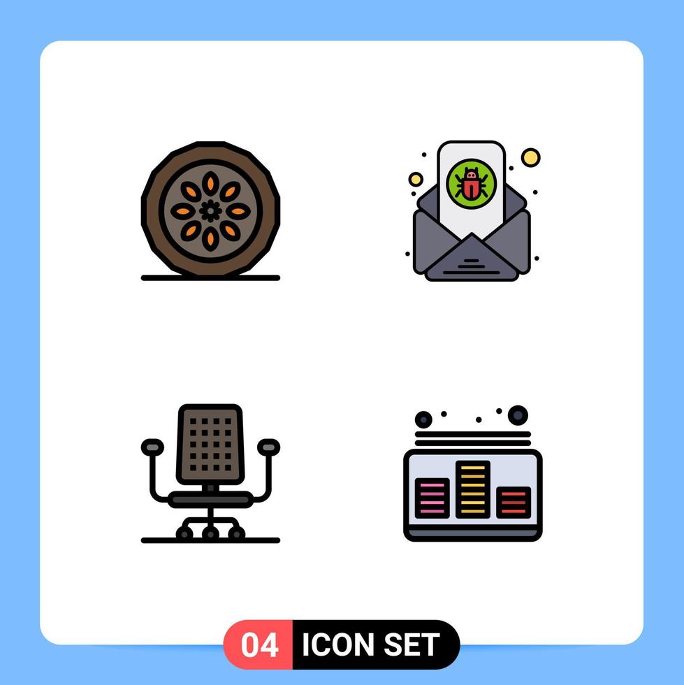 4 Creative Icons Modern Signs and Symbols of cake chair kitchen email work Editable Vector Design Elements