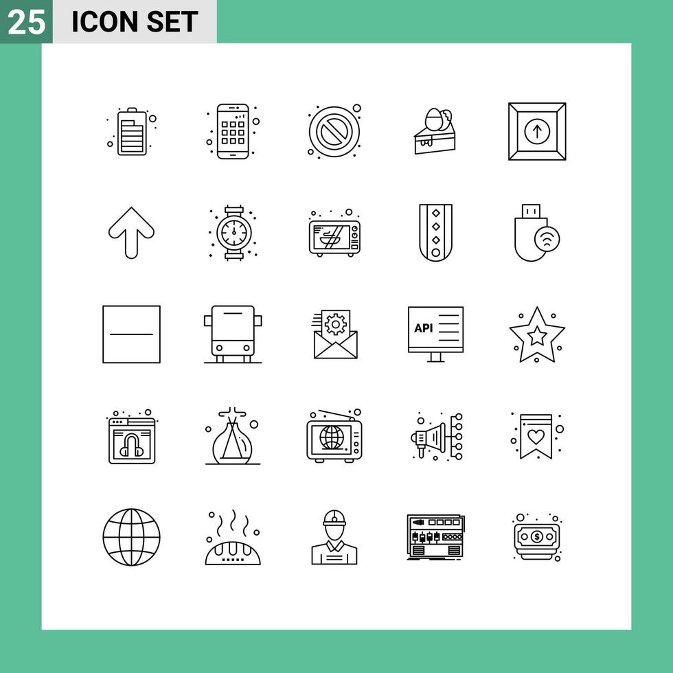 Set of 25 Vector Lines on Grid for arrow upload warning product egg Editable Vector Design Elements
