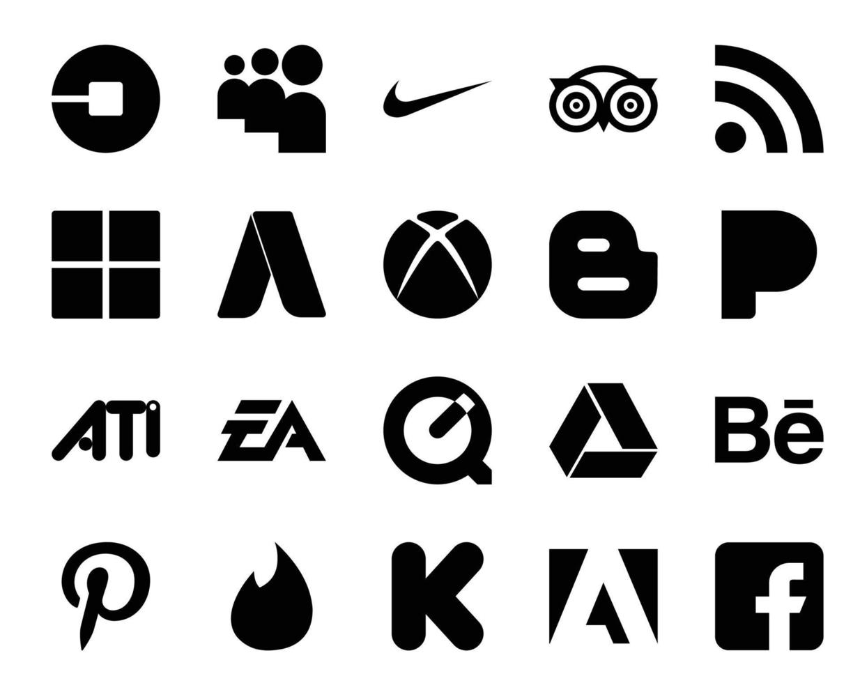 20 Social Media Icon Pack Including quicktime ea microsoft electronics arts pandora vector