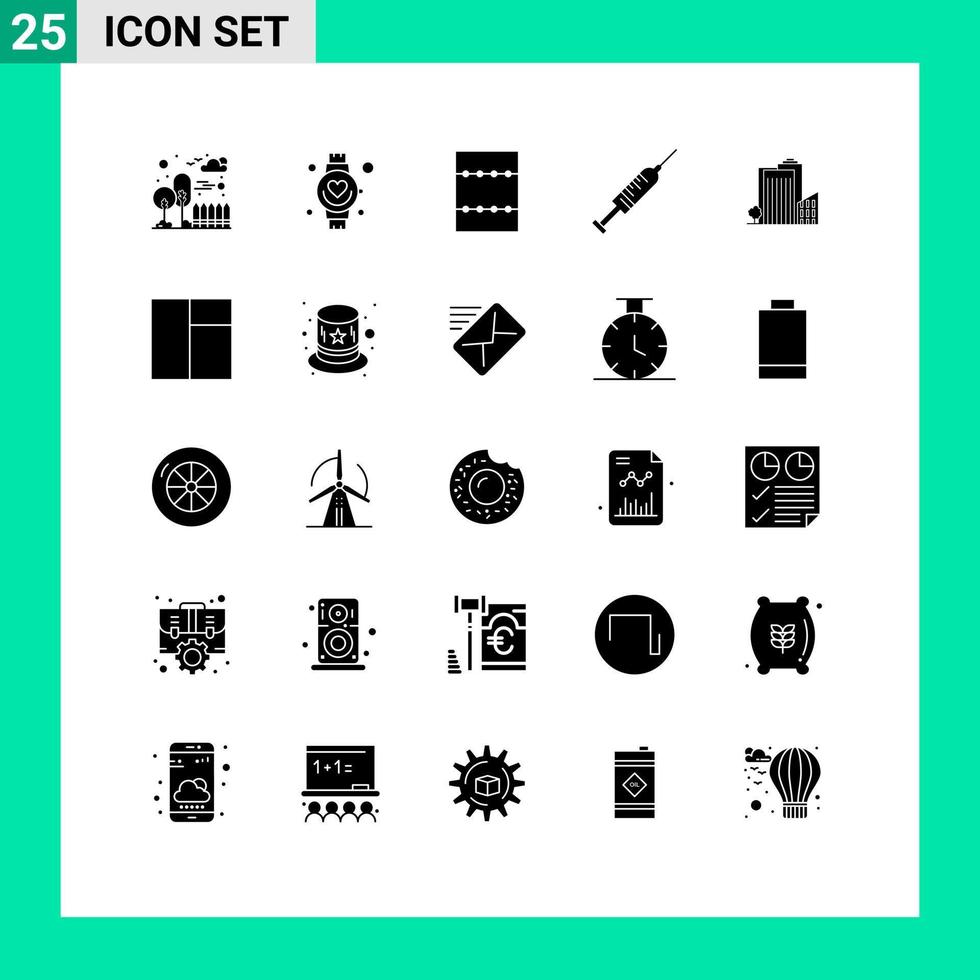 conjunto de 25 iconos modernos de la interfaz de usuario signos de símbolos para el diseño del edificio del dormitorio elementos de diseño vectorial editables de la vacuna inyectada vector