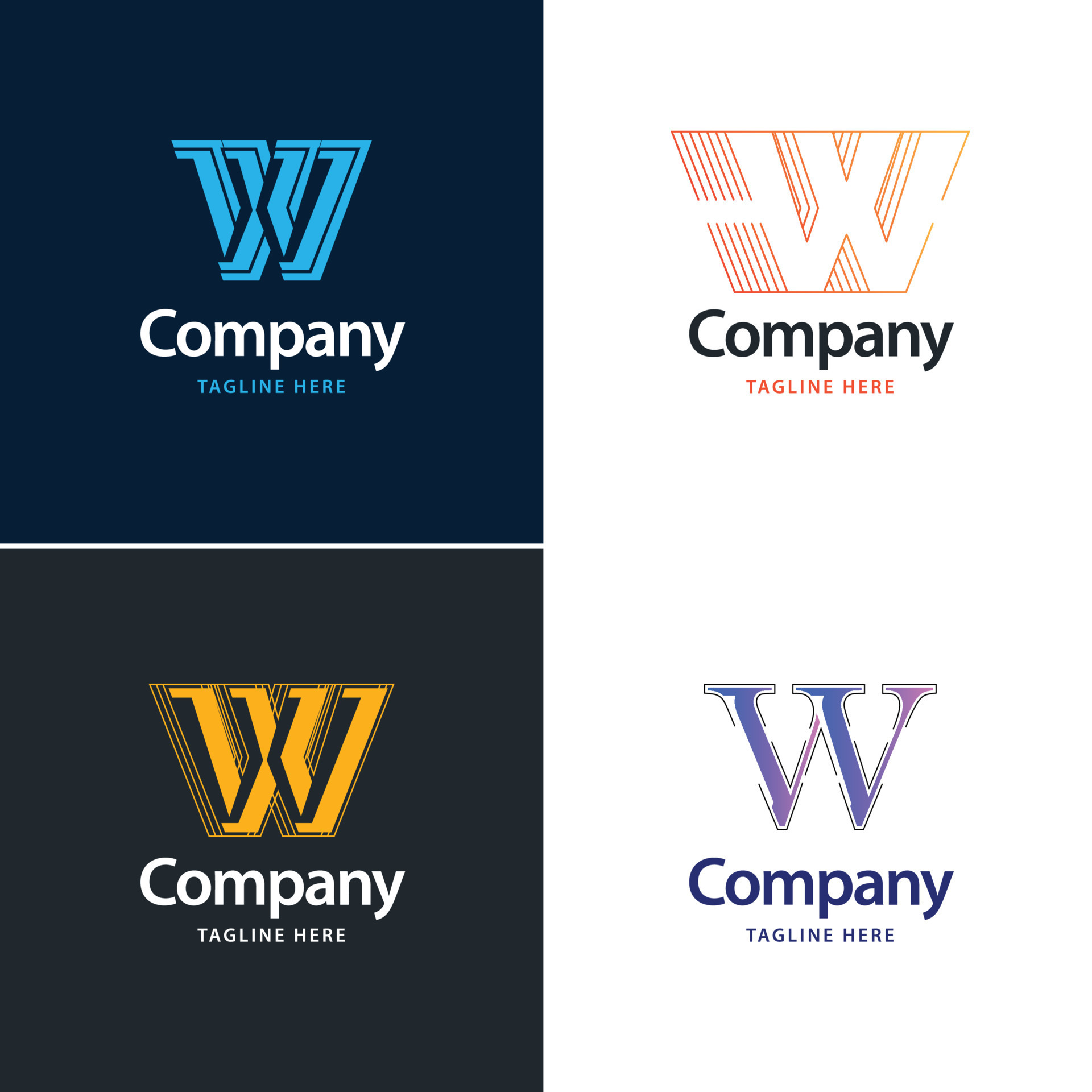 Free Vector  Letter w big logo pack design creative modern logos design  for your business