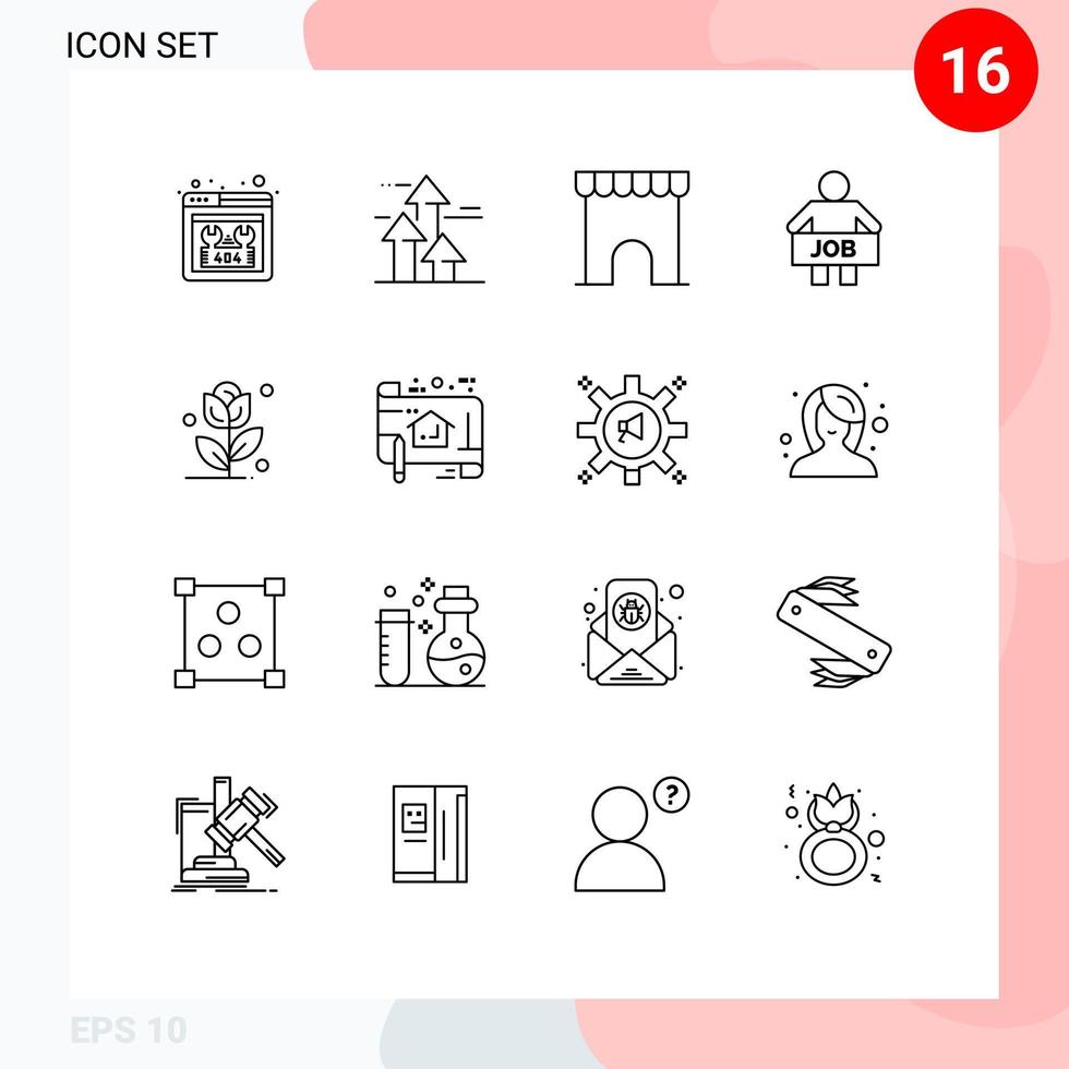 16 Thematic Vector Outlines and Editable Symbols of worker office limits man shop Editable Vector Design Elements