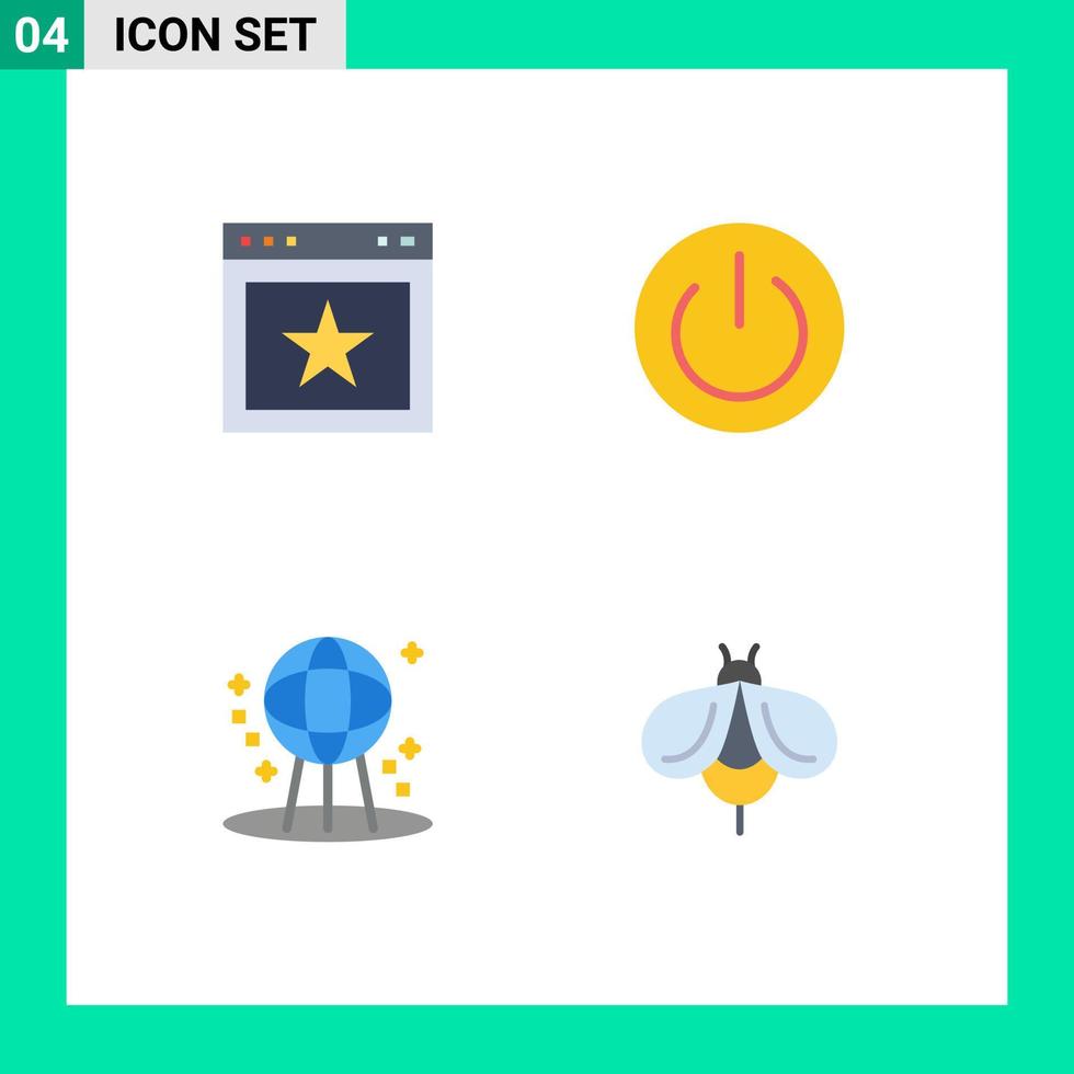 4 iconos planos vectoriales temáticos y símbolos editables del artículo espacio de energía del sitio web de astronomía elementos de diseño vectorial editables vector