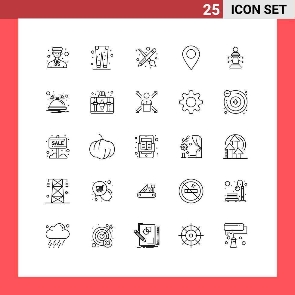 25 User Interface Line Pack of modern Signs and Symbols of pin map eid location tool Editable Vector Design Elements