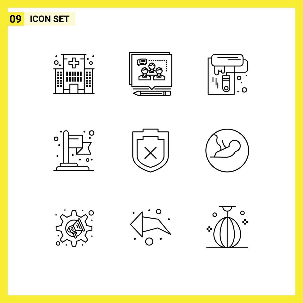 9 Creative Icons Modern Signs and Symbols of security business convince achievement roller Editable Vector Design Elements