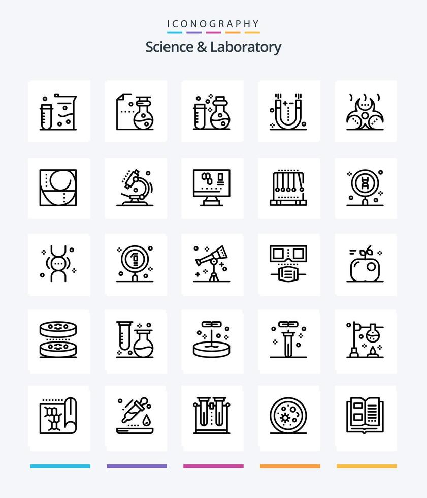 paquete de iconos de contorno de ciencia creativa 25 como laboratorio. ciencia. riesgo biológico proporción. proporción áurea vector