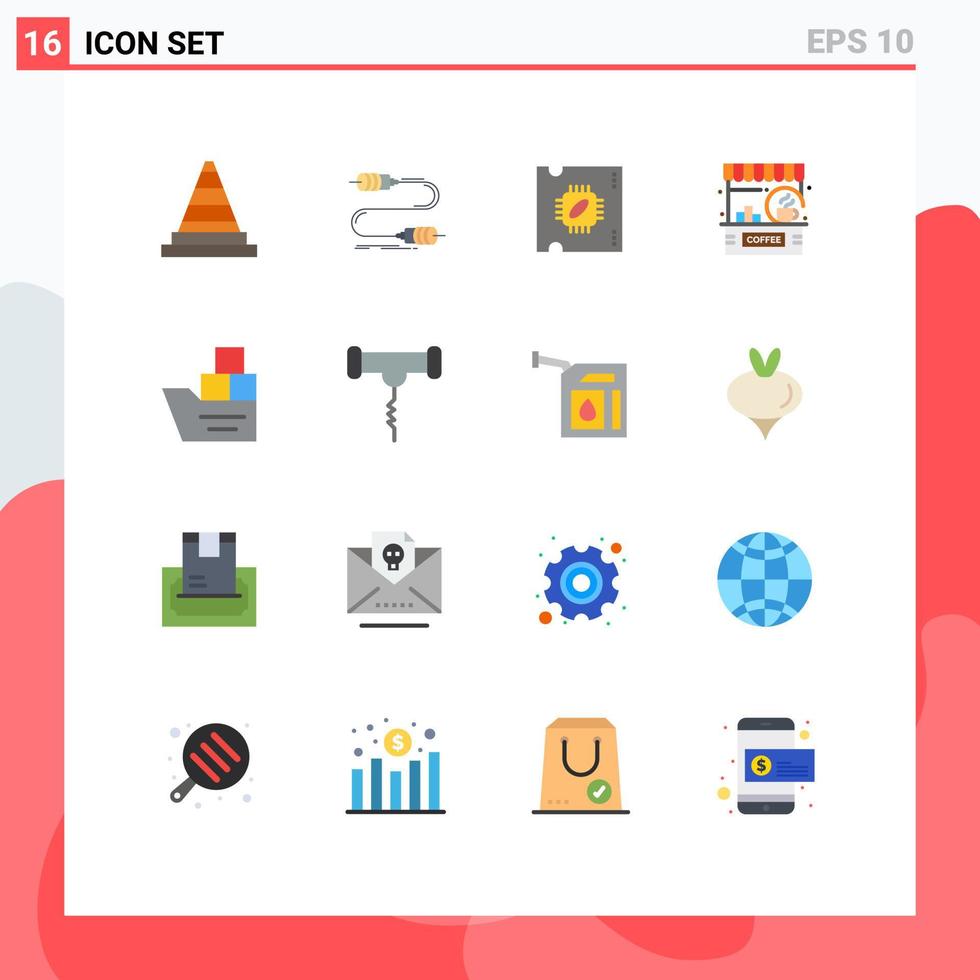 16 Creative Icons Modern Signs and Symbols of shop coffee wire cafe processor chip Editable Pack of Creative Vector Design Elements