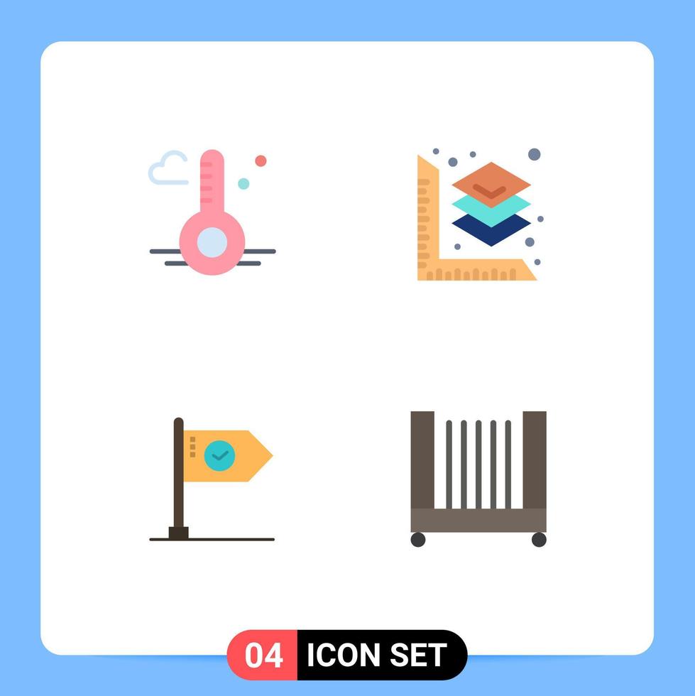 Set of 4 Modern UI Icons Symbols Signs for temperature business spring layer goal Editable Vector Design Elements