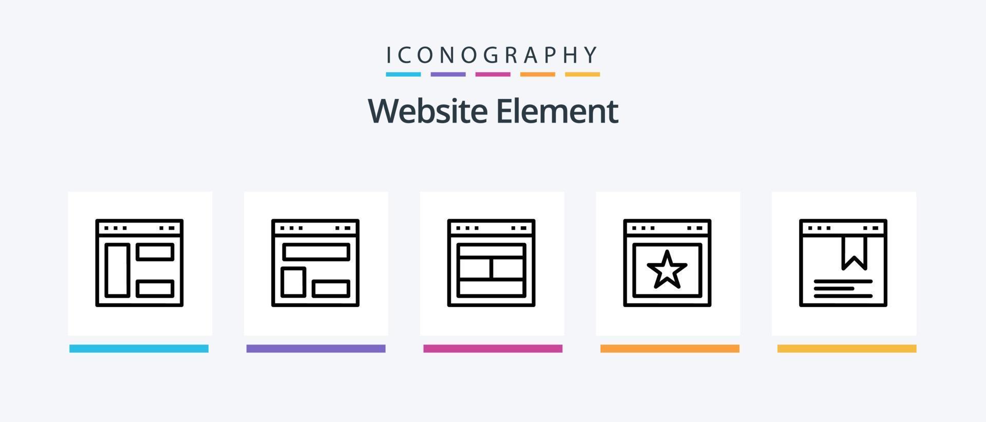 Website Element Line 5 Icon Pack Including web. layout. website. design. element. Creative Icons Design vector