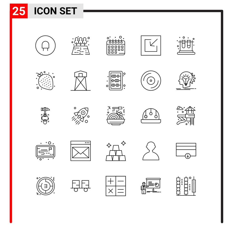 Group of 25 Modern Lines Set for strawberry education plans test school Editable Vector Design Elements
