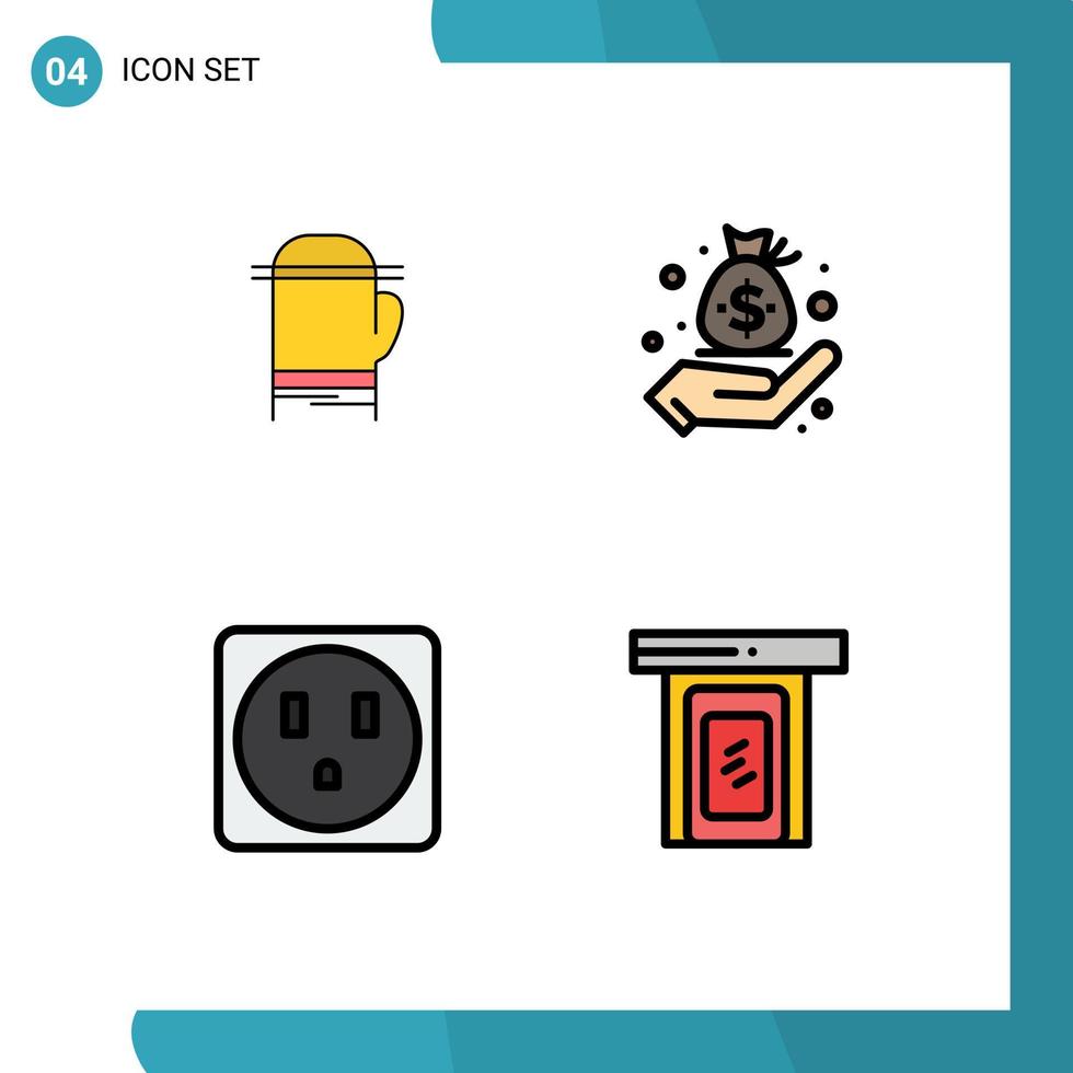 4 Creative Icons Modern Signs and Symbols of glove socket cold hand cloud Editable Vector Design Elements